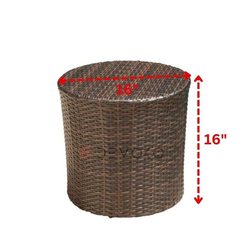 "Dark Brown Wicker Garden Bistro End Table" - Image 2