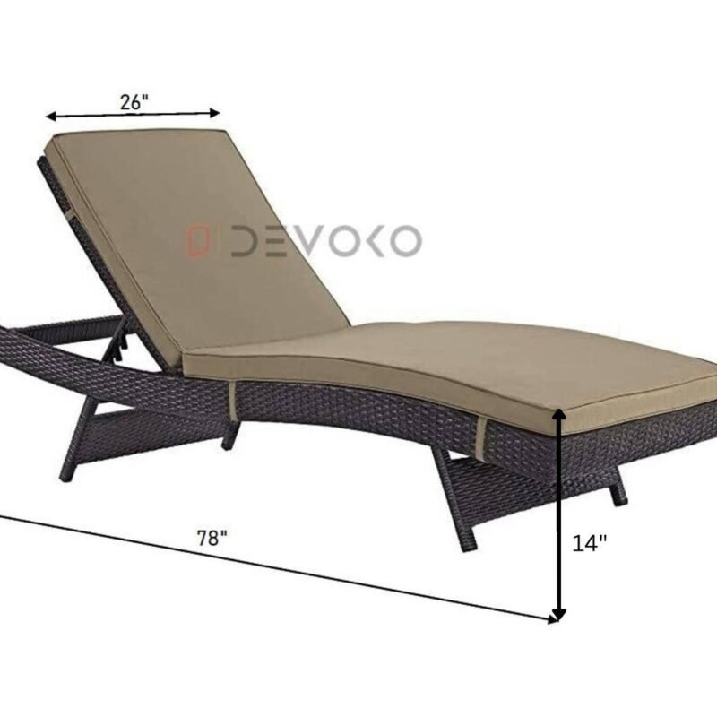 Adjustable Chaise Lounge Rattan Wicker Patio (Beige Set 2) - Image 2
