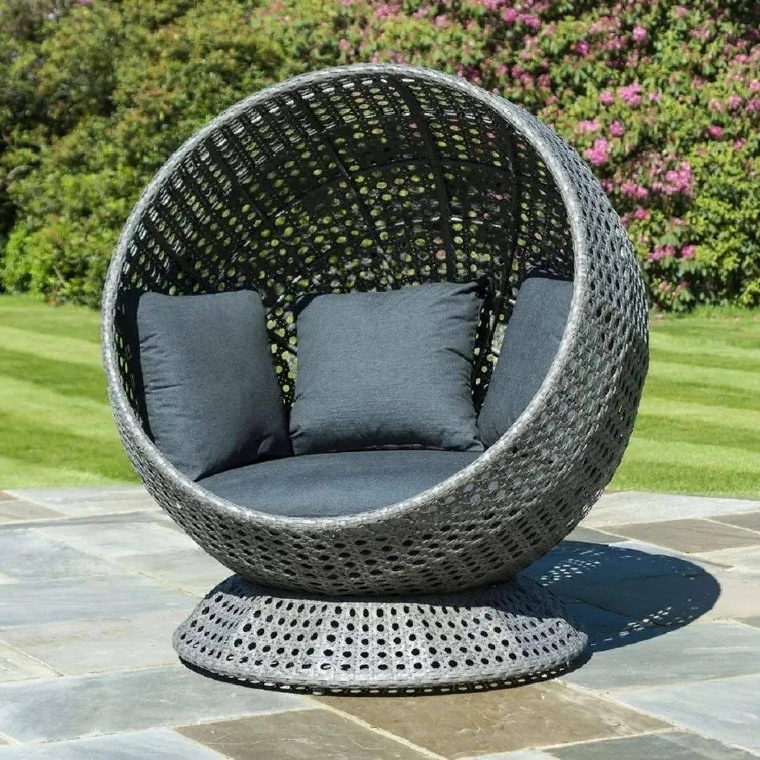 Outdoor Single Seater Basket Swing For Balcony & Garden (Grey)