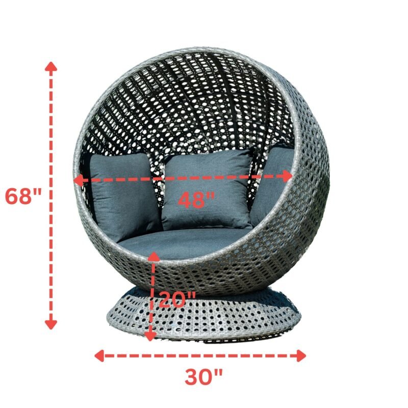 Outdoor Single Seater Basket Swing For Balcony & Garden (Grey) - Image 2