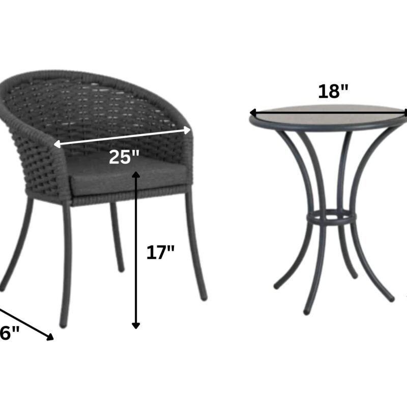 3-Piece Outdoor Rope Patio Set (Grey) - Image 2