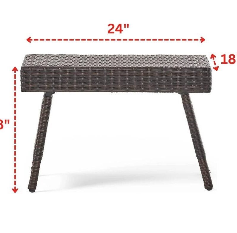 3-Piece Adjustable Rattan Wicker Chaise Lounge Set with Sky Blue Cushion (Dark Brown) - Image 2