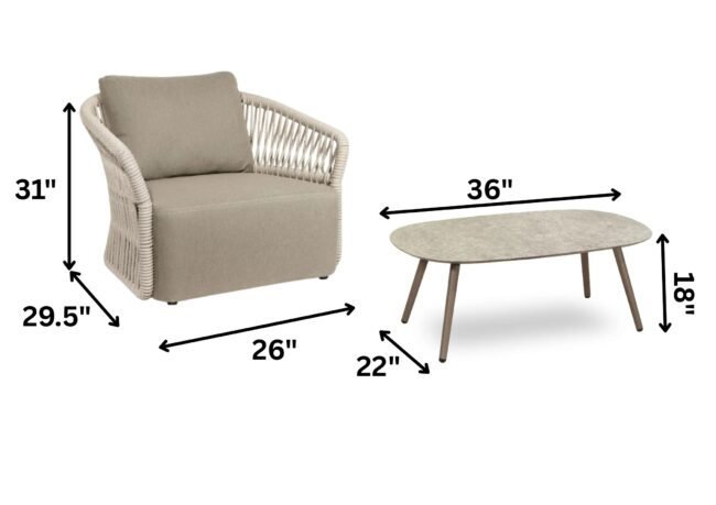 4-Piece Outdoor Braid & Rope Sofa Set (Beige & Dark Cream) - Image 3