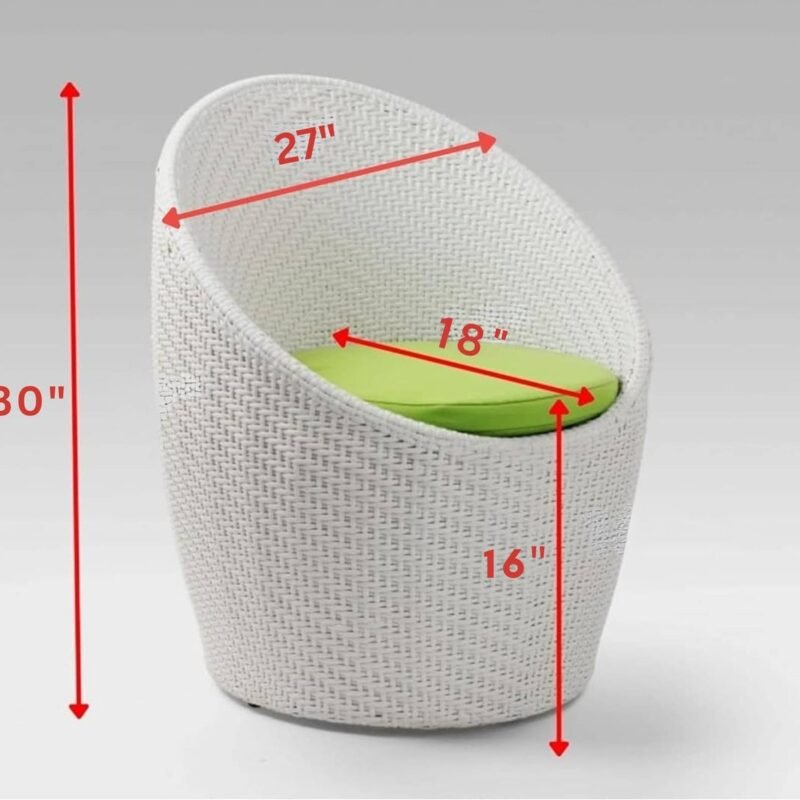 3-Piece Rattan Patio Set: White & Light Green Wicker Outdoor Furniture - Image 2