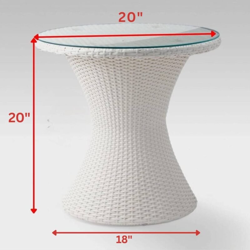 3-Piece Rattan Patio Set: White & Light Green Wicker Outdoor Furniture - Image 3