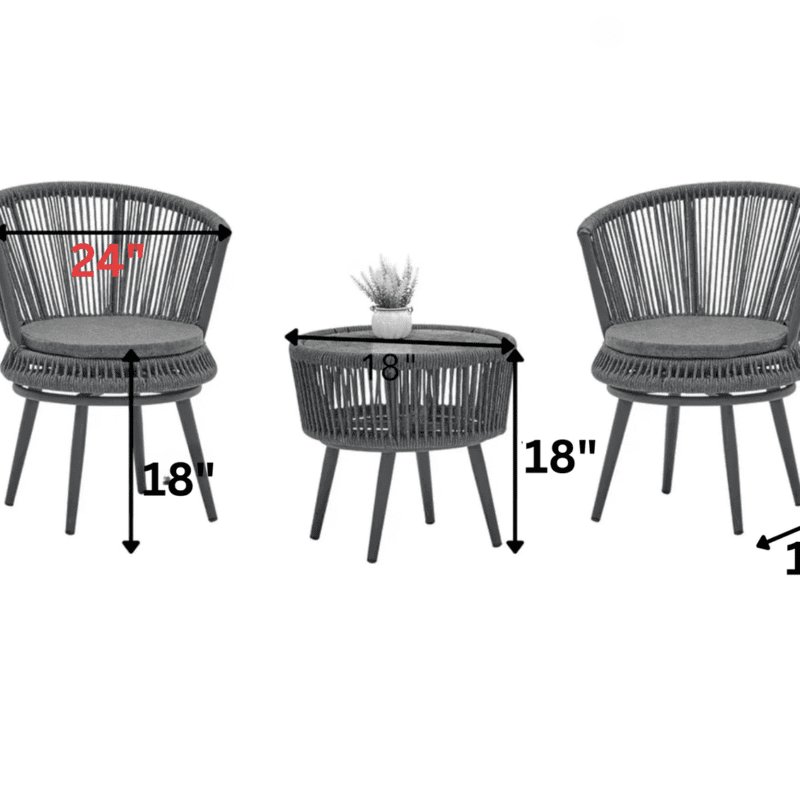 Devoko 3-Piece Patio Rope Set - Grey - Image 2