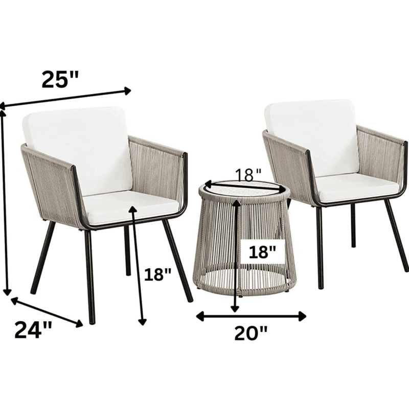 3-Piece Devoko Patio Furniture Set - Beige & White - Image 2