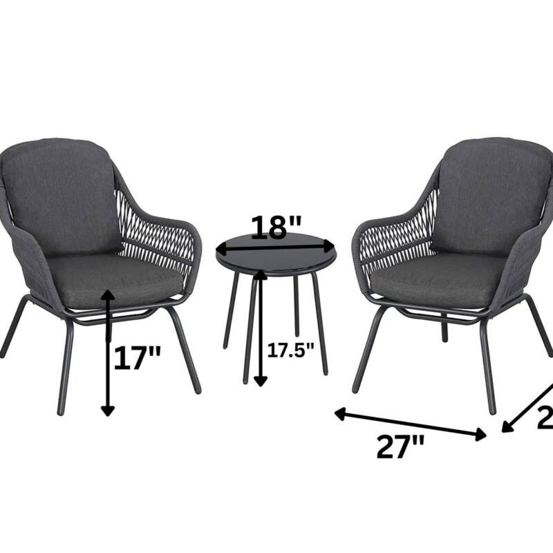 3-Piece Outdoor Conversation Set – Dark Grey - Image 2