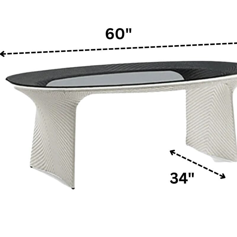 7 Pieces Outdoor Wicker Dining Set with Double Tone Armchairs (White)(Table Without Glass Top) - Image 3