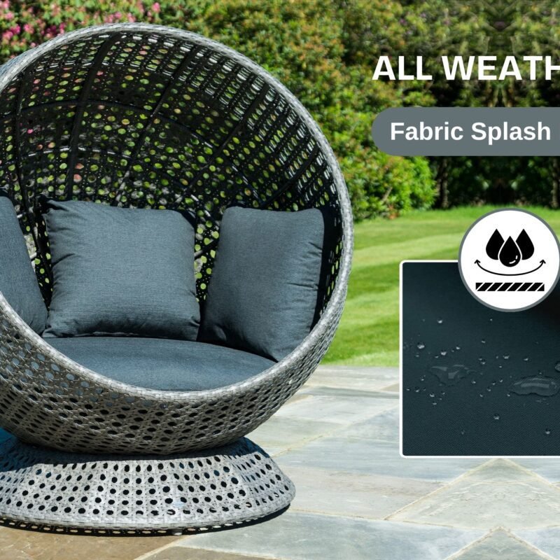 Outdoor Single Seater Basket Swing For Balcony & Garden (Grey) - Image 3