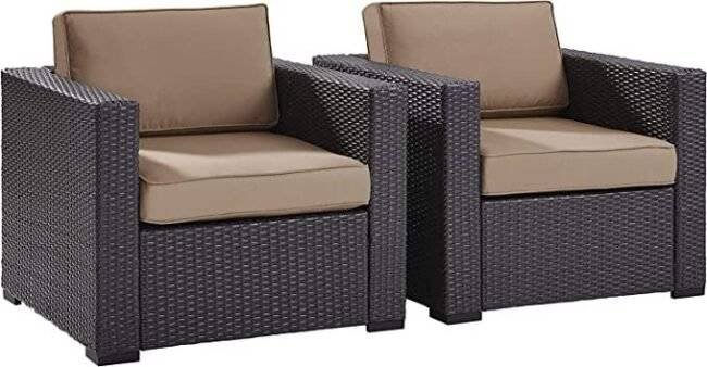 DEVOKO Outdoor Patio Sofa Set With Cushions (Dark Brown & Beige) - Image 4