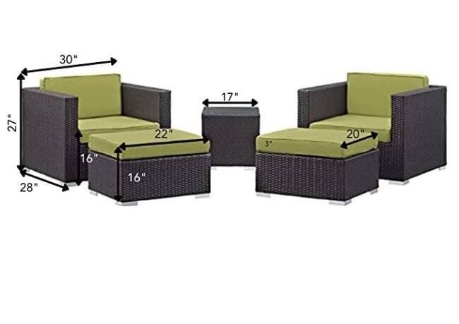 5-Piece Devoko Patio Conversation Set: Dark Brown & Green - Image 2