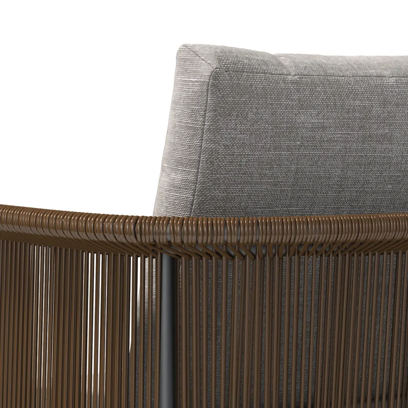 Outdoor Brown Rope 3-Piece Patio Set With Grey Cushions - Image 3
