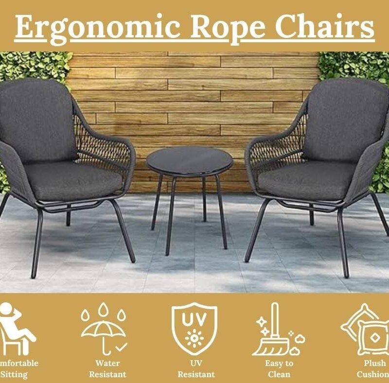 3-Piece Outdoor Conversation Set – Dark Grey - Image 6