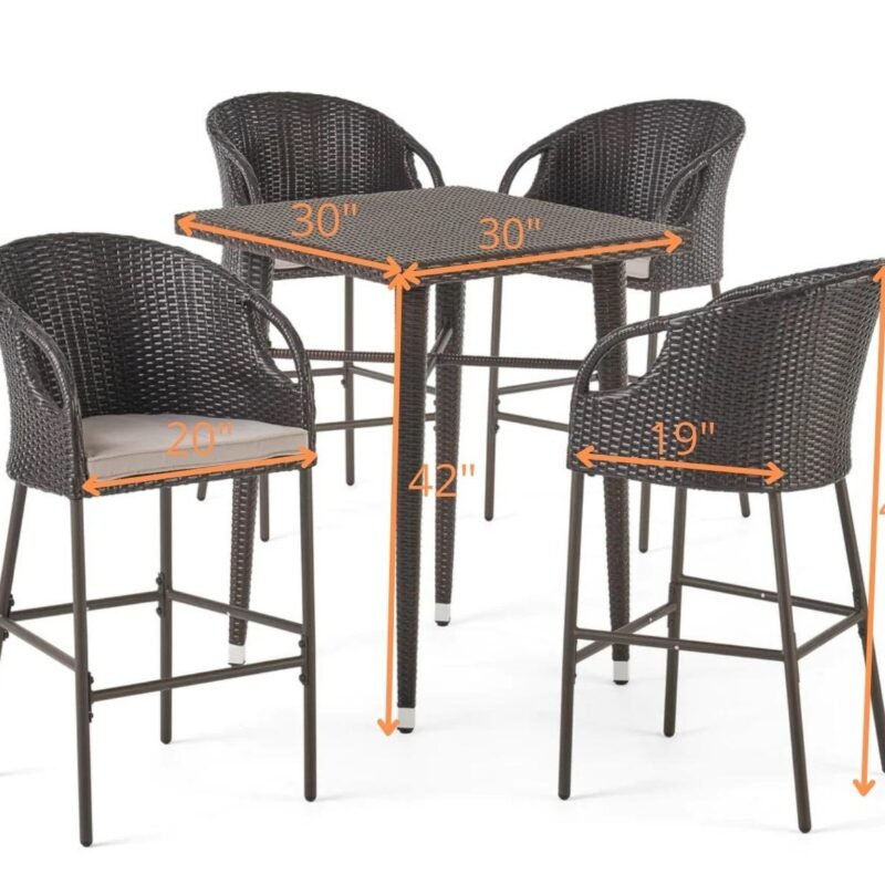 Wicker Bistro 5-Piece Patio Dining Set - Image 5