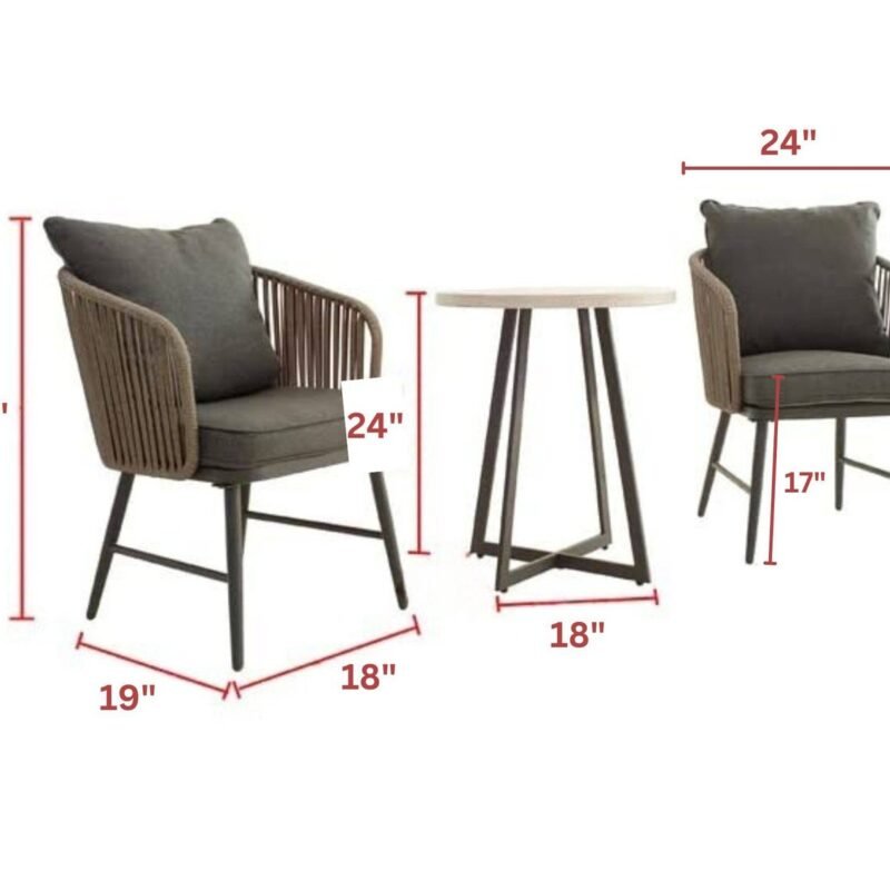 3-Piece Devoko Patio Furniture Set - Dark Brown/Dark Grey - Image 2