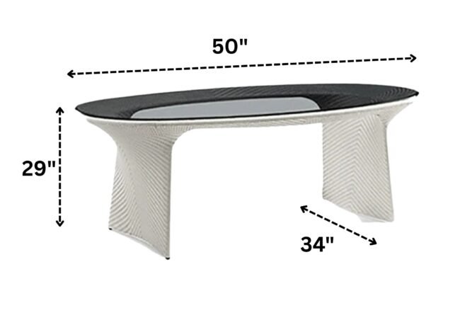 5 Pieces Outdoor Wicker Dining Set with Double Tone Armchairs (White)(Table Without Glass Top) - Image 3