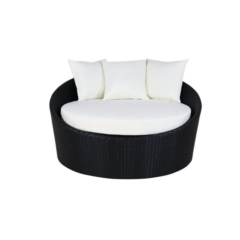 Outdoor Cushion(Off White) and Wicker(Black) Daybed Set - Image 6