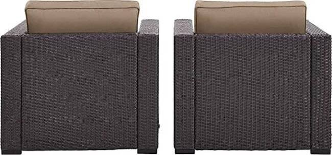DEVOKO Outdoor Patio Sofa Set With Cushions (Dark Brown & Beige) - Image 5