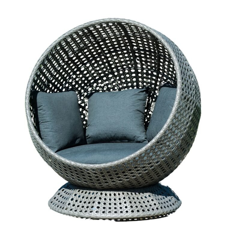 Outdoor Single Seater Basket Swing For Balcony & Garden (Grey) - Image 4