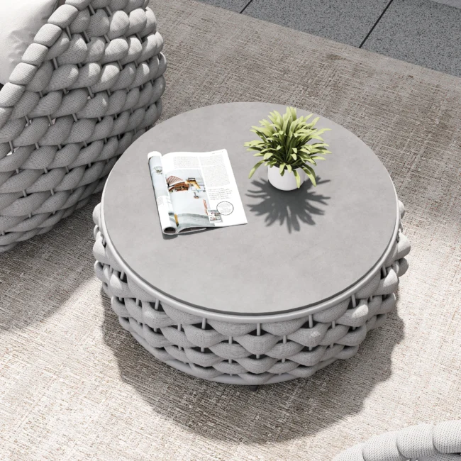 3-Piece Bird's Nest Shape Outdoor Rope Patio Set (Silver Grey & Dark Grey) - Image 8