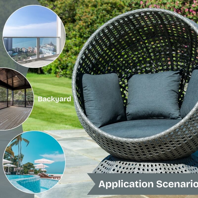 Outdoor Single Seater Basket Swing For Balcony & Garden (Grey) - Image 5