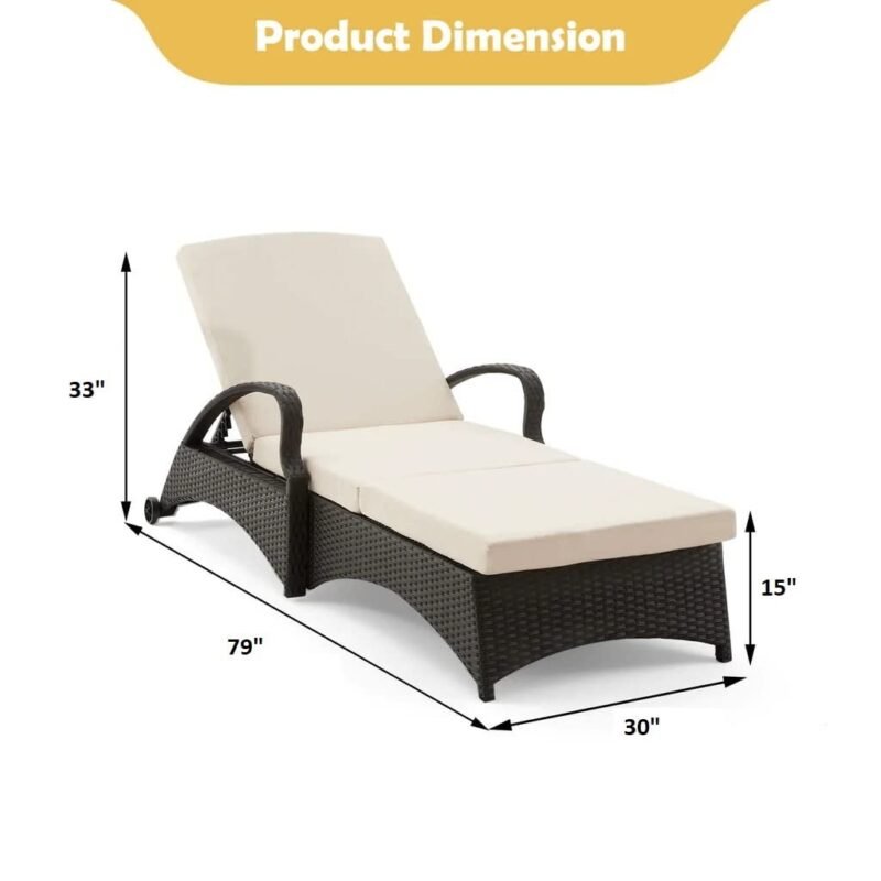 DEVOKO Patio Wicker Lounge Chair with Cushion (Dark Brown/Cream) - Image 2