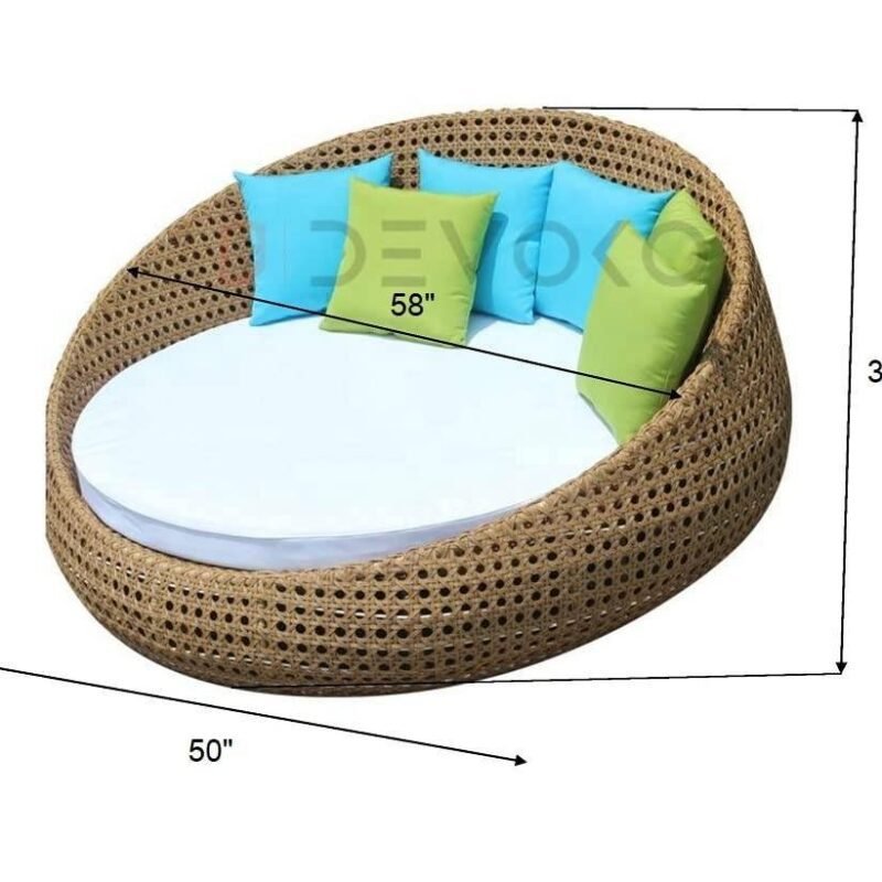 Honey Wicker Round Daybed: Unique Outdoor Furniture Set - Image 2