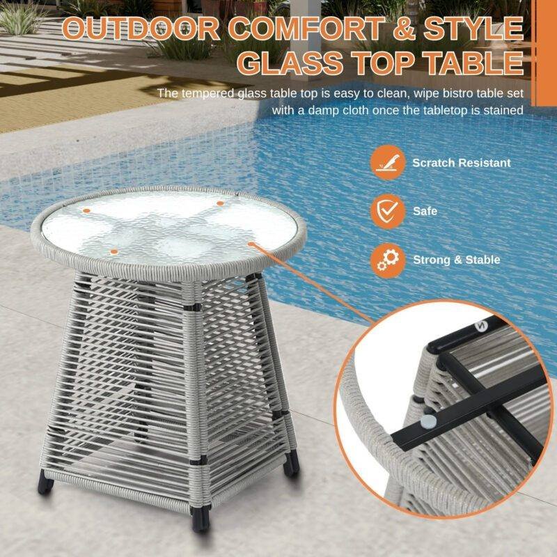 3-Piece Outdoor Rope Patio Set (Grey & Cream) - Image 6
