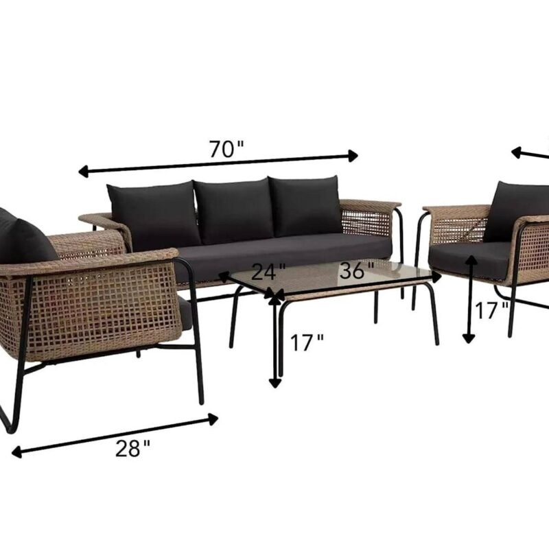 Devoko 5 Seater Outdoor Lounge Sofa - Center Table - Patio/Garden - Image 2