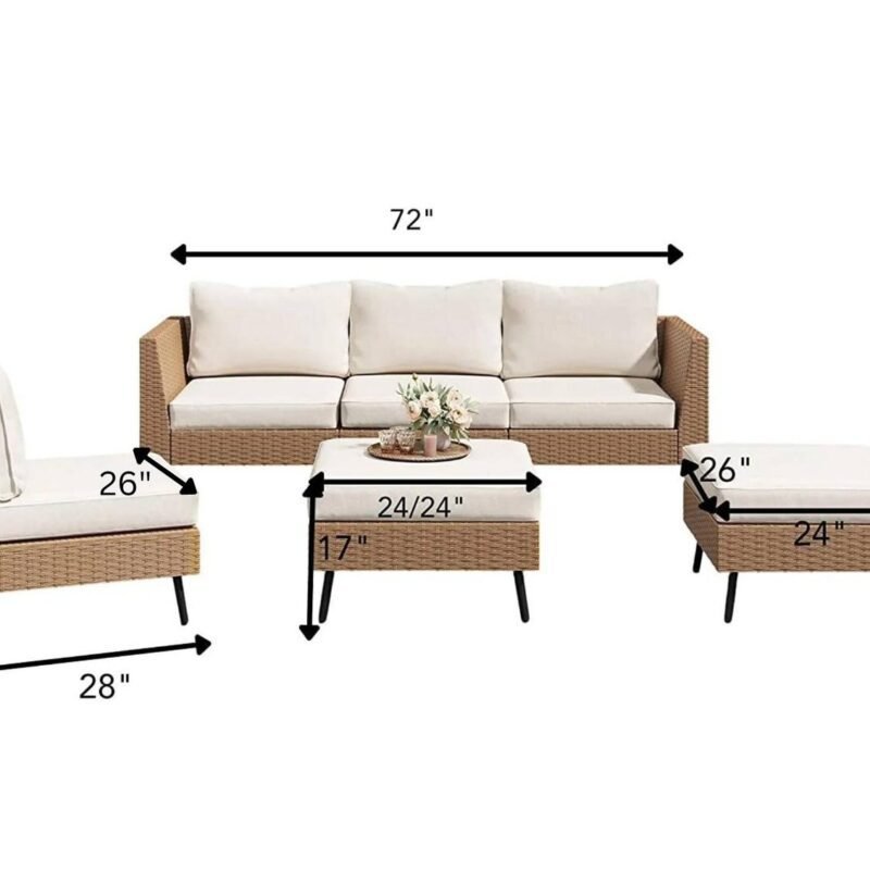 DEVOKO Outdoor Sectional Sofa Set (Beige & Off-white) - Image 2