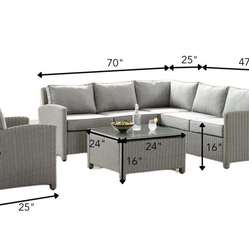 DEVOKO 4-Piece Silver Outdoor Sectional Sofa Set - Image 2
