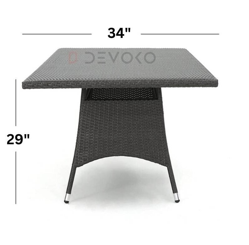 7PCS Wicker Patio Dining Set: Outdoor Rattan Table & Chairs with Cushions (Black & Grey) - Image 4