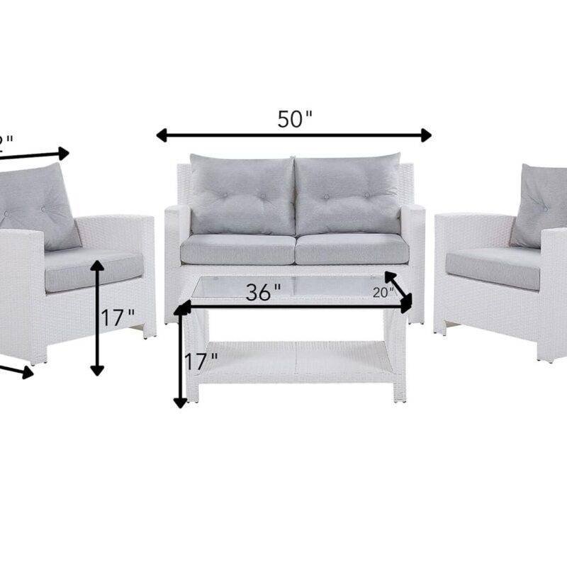 DEVOKO Outdoor Grey Sofa Set: White/Light Grey Patio Furniture - Image 2