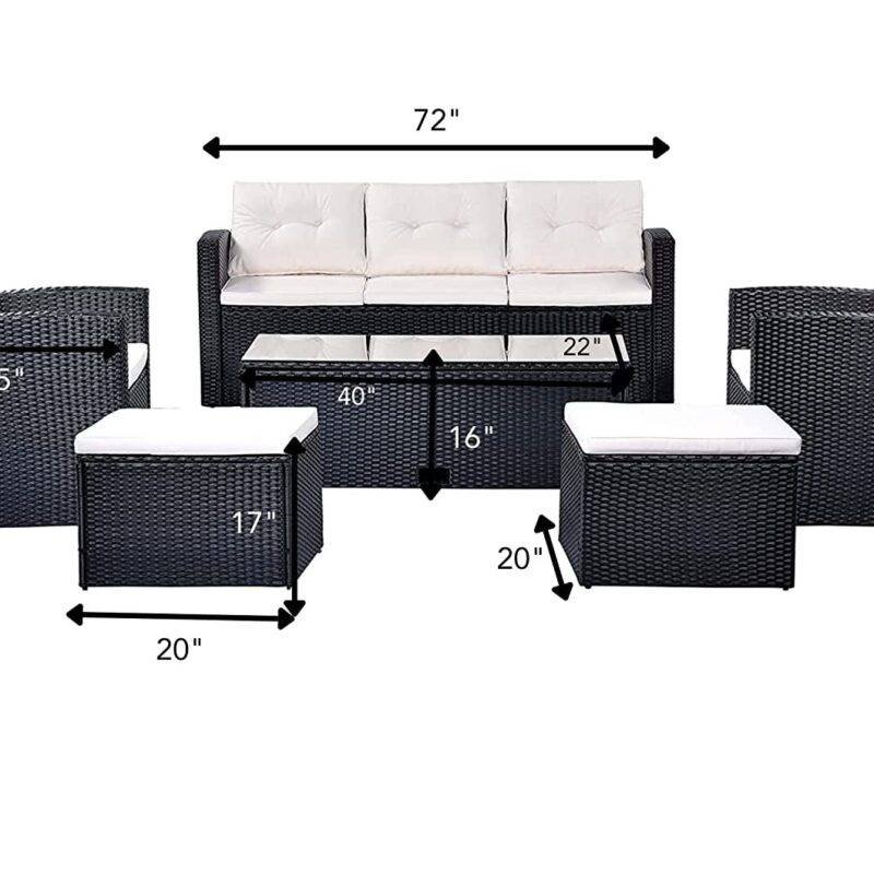 6-Piece All Weather Wicker Patio Furniture Set - Image 2