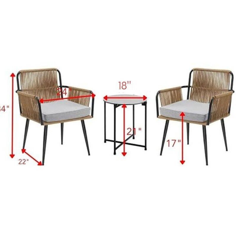 Devoko Weather-Resistant 3-Piece Patio Set - Garden/Balcony/Deck - Image 2