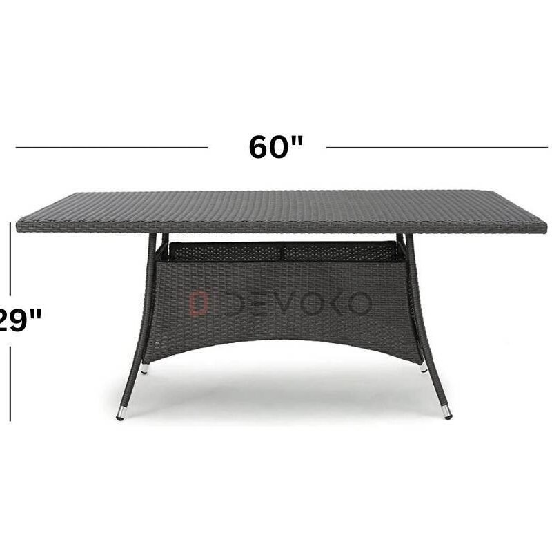 7PCS Wicker Patio Dining Set: Outdoor Rattan Table & Chairs with Cushions (Black & Grey) - Image 5