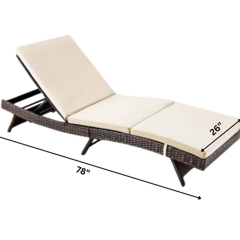 DEVOKO Patio Wicker Lounge Chair with Cushion (Dark Brown/Cream) - Image 2