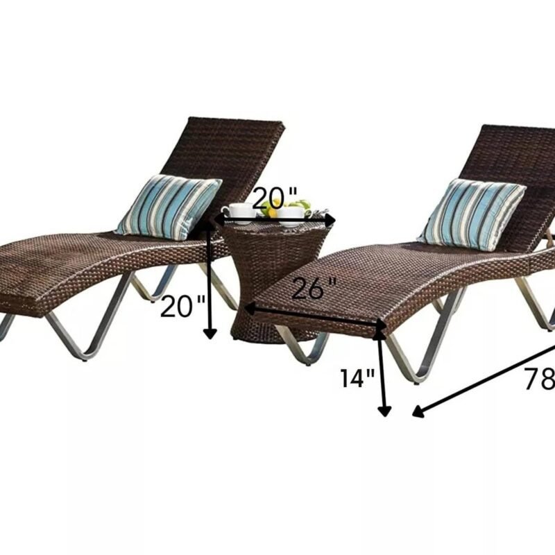 DEVOKO Outdoor Lounge Chairs & Table Set (Dark Brown) - Image 2