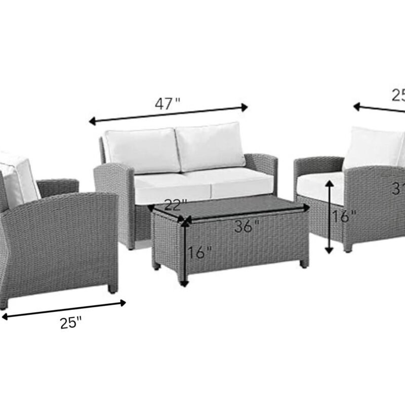 Devoko 4PCS Patio Wicker Furniture Set(Silver Grey & White) - Image 2