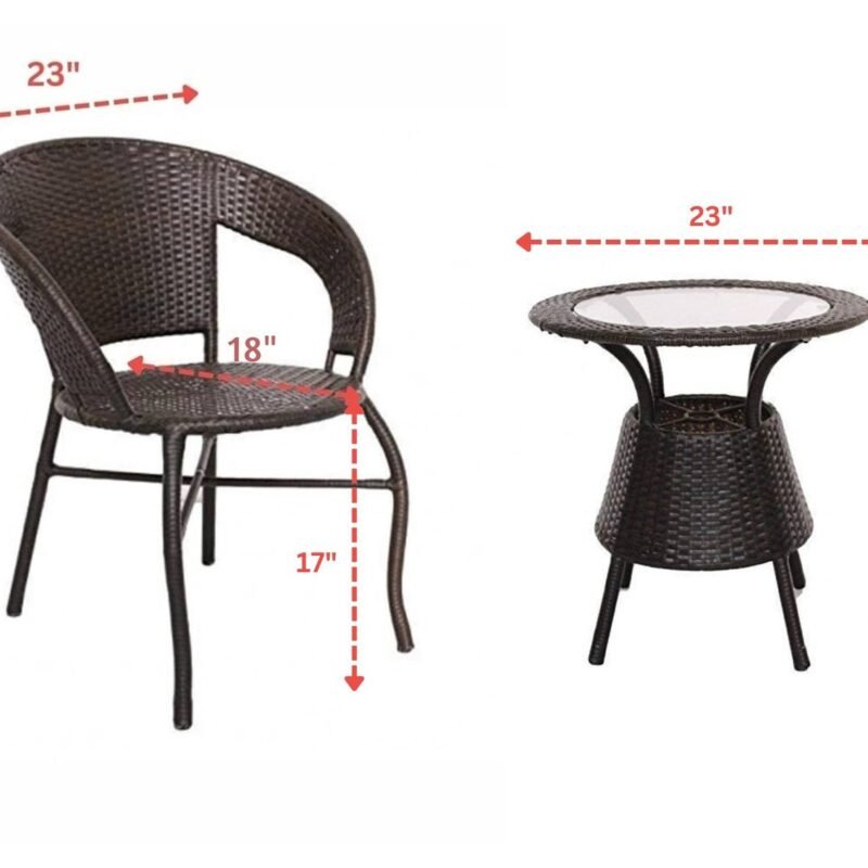 Devoko 5 Piece Wicker Patio Conversation Set - Chair/Table - Poolside/Balcony - Image 2