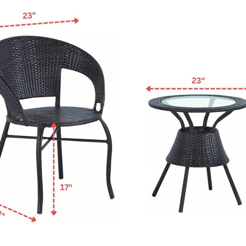 Devoko Wicker Patio Conversation Set - Rattan Chair/Table - Poolside/Balcony - Image 2