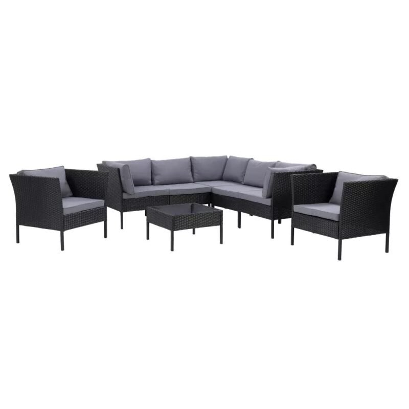 DEVOKO 5-Piece Outdoor Patio Conversation Set - Black & Dark Grey - Image 6