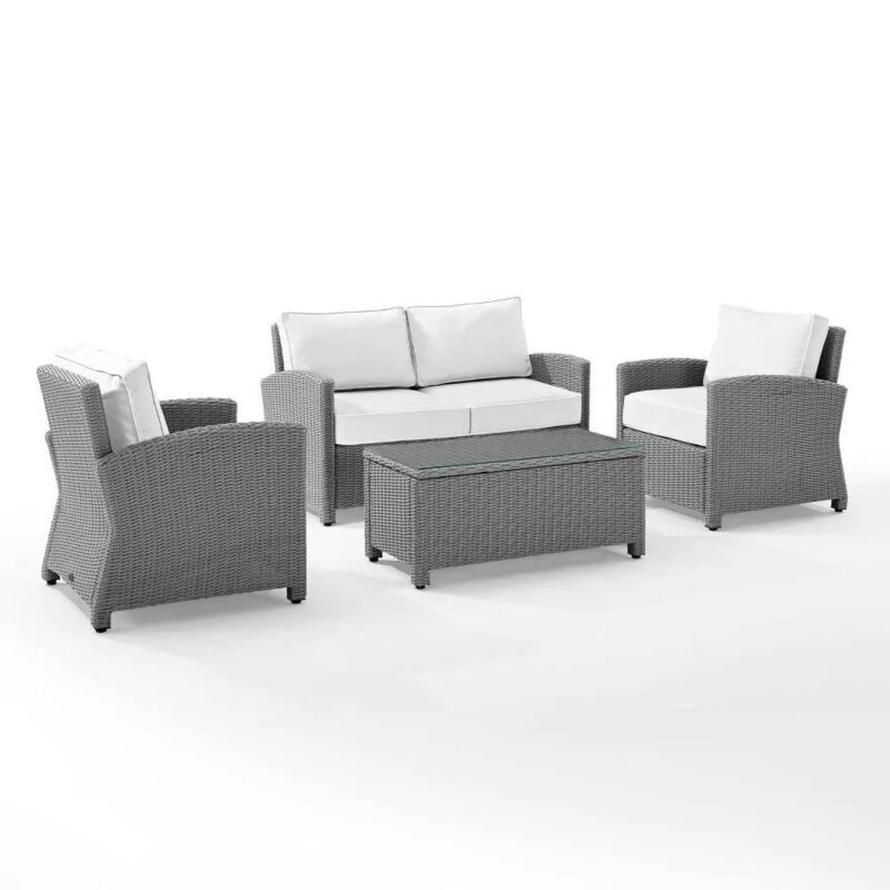 Devoko 4PCS Patio Wicker Furniture Set(Silver Grey & White) - Image 4
