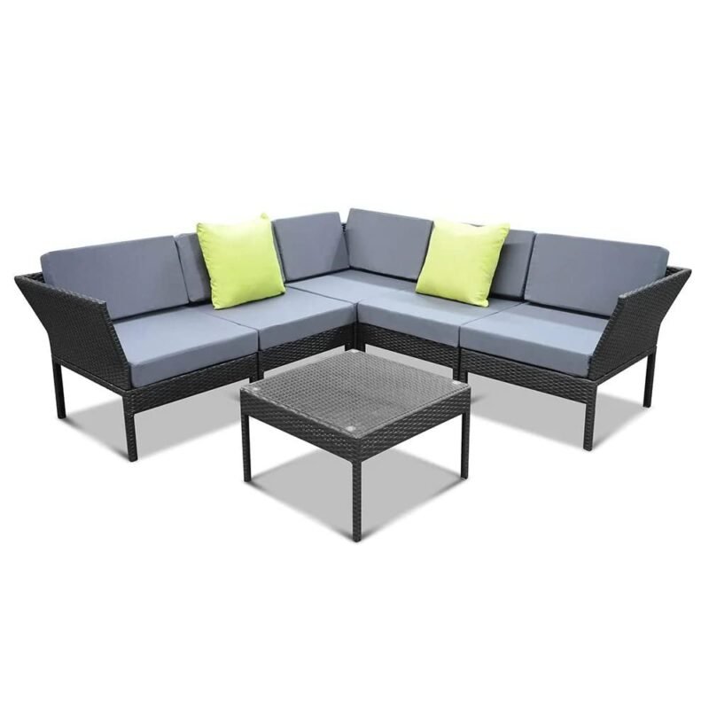 DEVOKO 3PCS L-Shape Outdoor Patio Furniture (Black & Grey) - Image 4