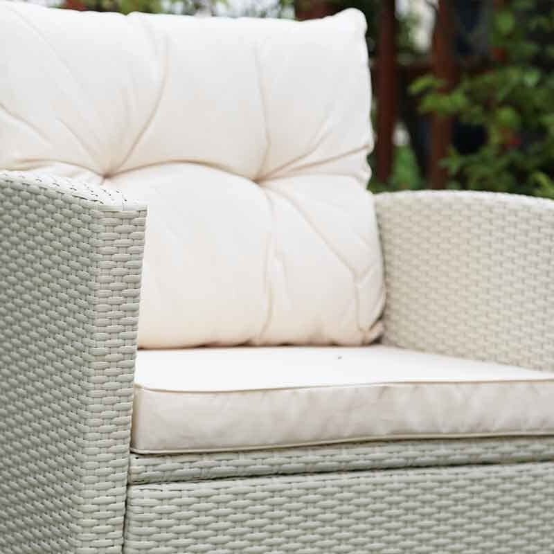DEVOKO 4PCS Patio Wicker Furniture Set (Grey & Cream) - Image 2