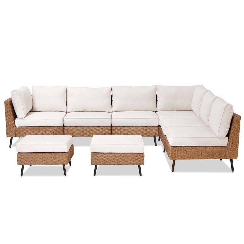 DEVOKO 6pcs Outdoor Patio Furniture Set (Beige & Off-white) - Image 3