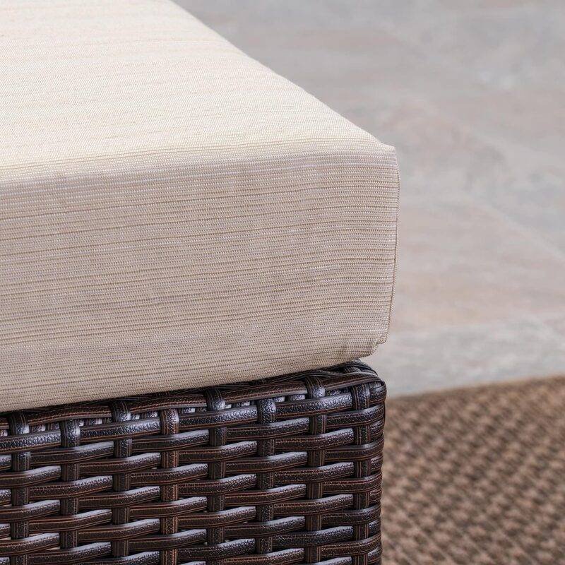DEVOKO Outdoor 5pc Wicker Sofa Set (Dark Brown/Cream) - Image 3
