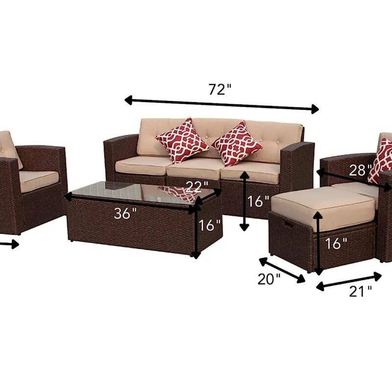 DEVOKO Waterproof Sectional Sofa Set (Dark Brown/Cream) - Image 2