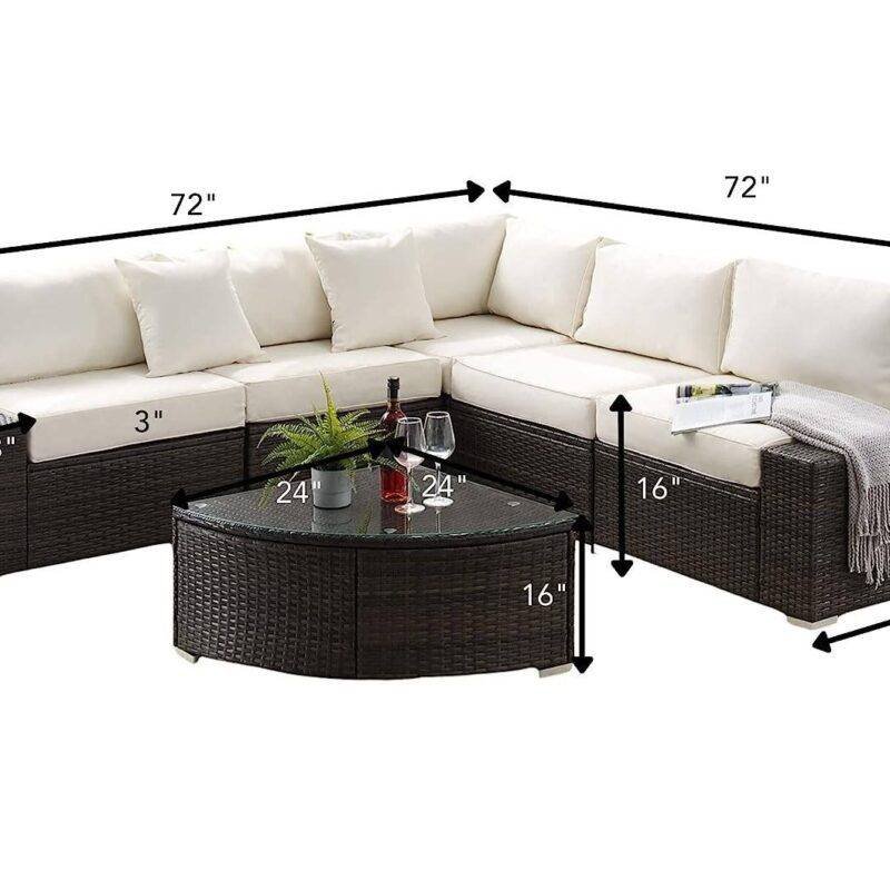 DEVOKO Oval Shape Patio Set (Dark Brown/Off-white) - Image 2
